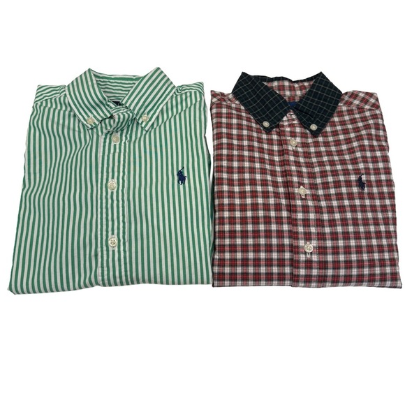 Ralph Lauren LOT OF 2 Boys Button Down Shirts 1 - Plaid 1- Striped Sz 4/4T - Picture 1 of 11